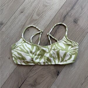 Billabong Green and White Ribbed Bikini Top